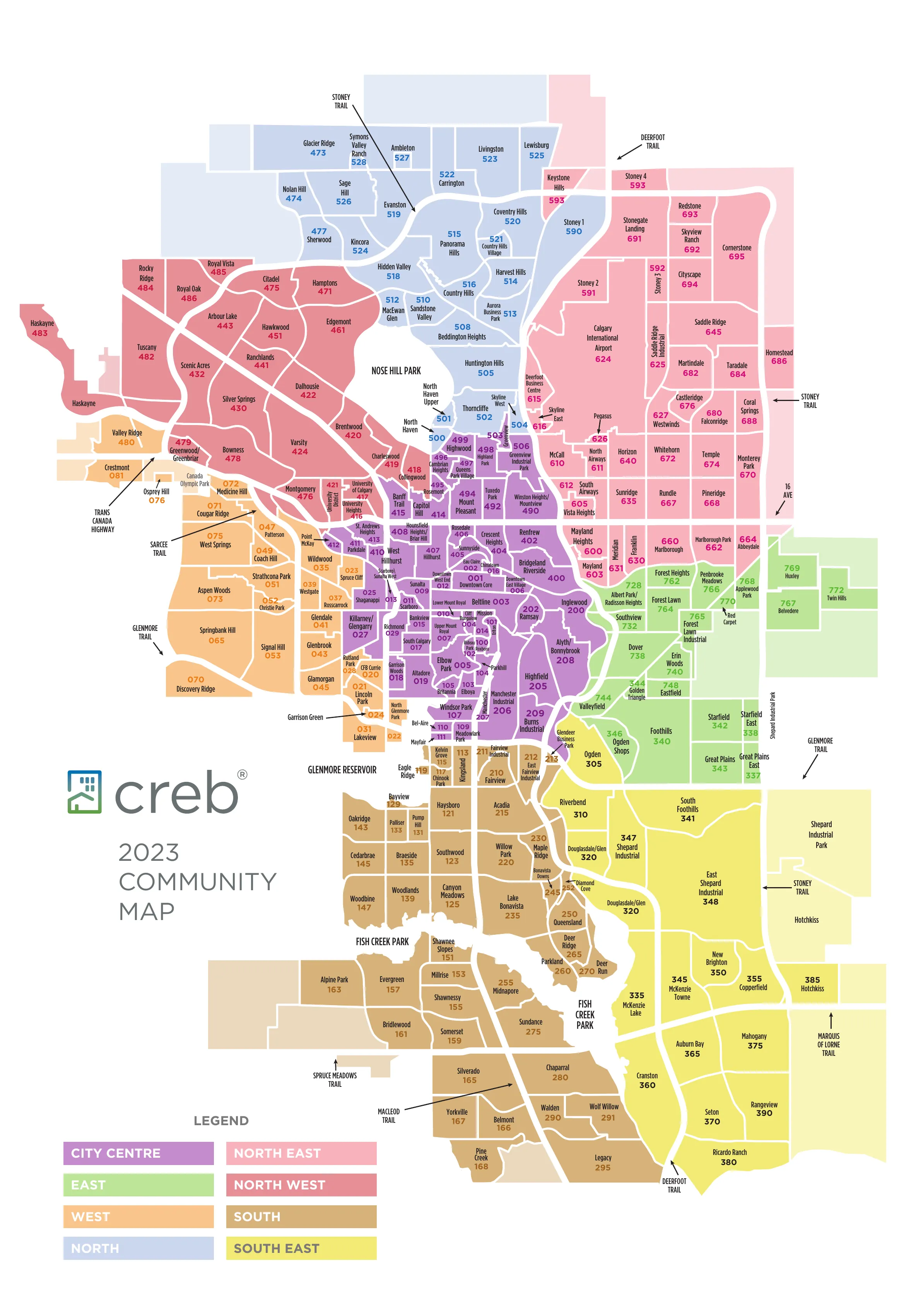 CREB 2023 Calgary community map by district